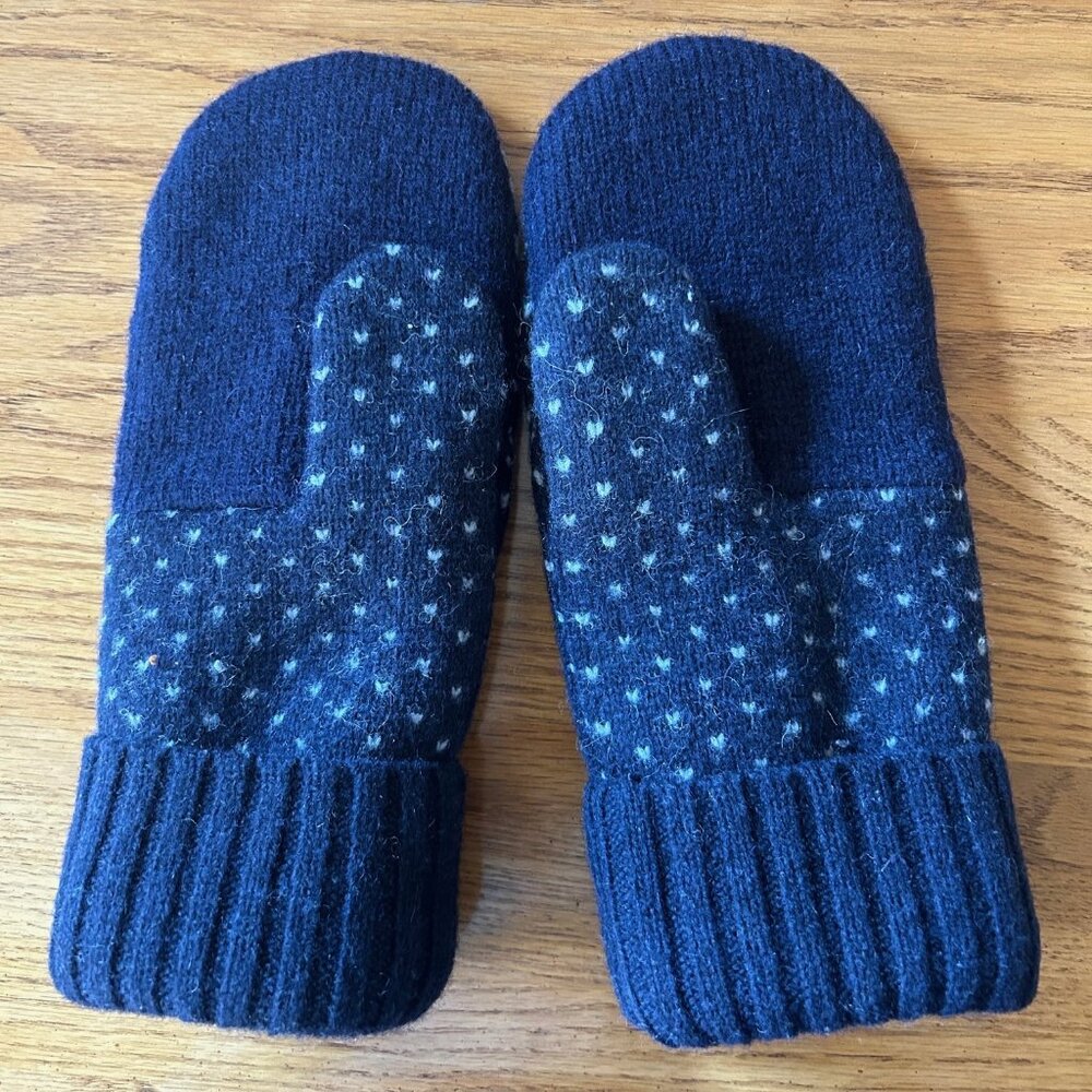 Felted Wool Handcrafted Mittens from Repurposed Eddie Bauer/Gap Sweaters - Navy - Picture 3 of 6